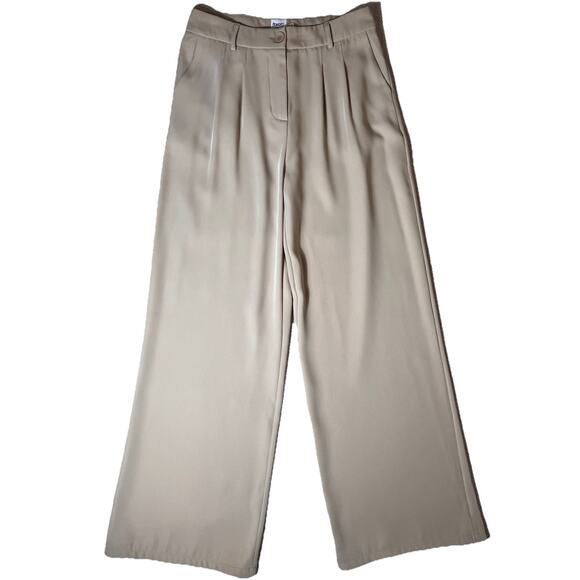 Princess‎ Polly Wide Leg Pleated Dress Pants Beige Size 10 - Picture 2 of 10